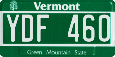 VT license plate YDF460