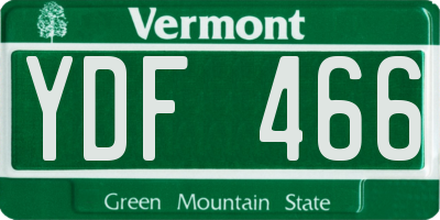 VT license plate YDF466