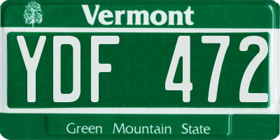 VT license plate YDF472