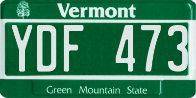 VT license plate YDF473