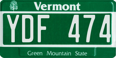 VT license plate YDF474