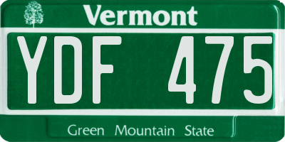 VT license plate YDF475