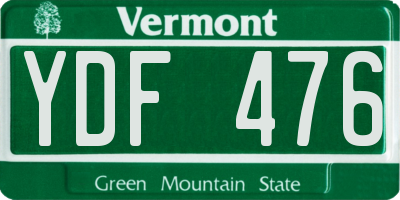 VT license plate YDF476