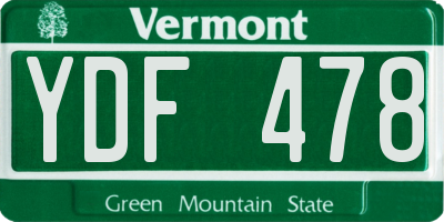 VT license plate YDF478