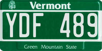 VT license plate YDF489