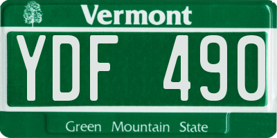 VT license plate YDF490