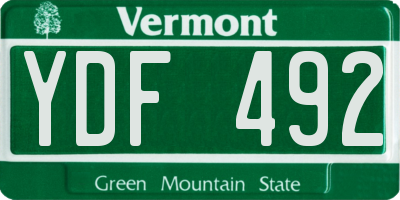 VT license plate YDF492