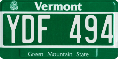 VT license plate YDF494