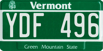 VT license plate YDF496
