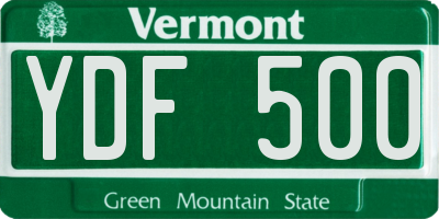 VT license plate YDF500