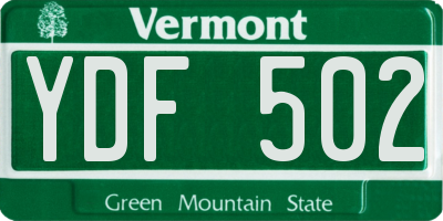 VT license plate YDF502