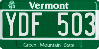 VT license plate YDF503