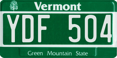 VT license plate YDF504