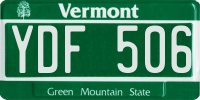 VT license plate YDF506