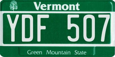 VT license plate YDF507