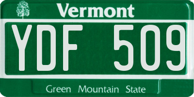 VT license plate YDF509