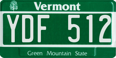 VT license plate YDF512