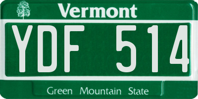 VT license plate YDF514