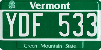 VT license plate YDF533
