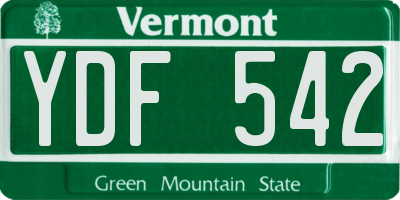 VT license plate YDF542