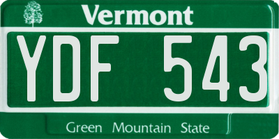 VT license plate YDF543