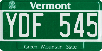 VT license plate YDF545