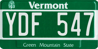 VT license plate YDF547