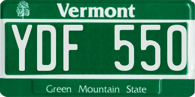 VT license plate YDF550