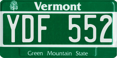 VT license plate YDF552