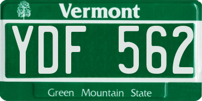 VT license plate YDF562