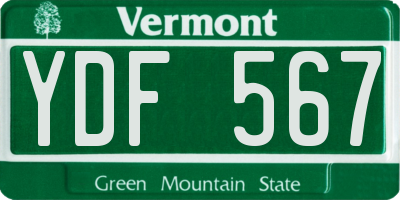 VT license plate YDF567