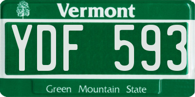 VT license plate YDF593