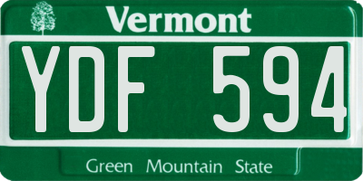 VT license plate YDF594