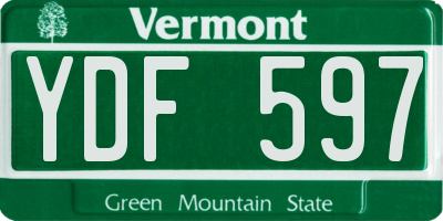 VT license plate YDF597