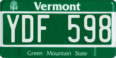 VT license plate YDF598