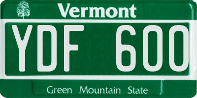 VT license plate YDF600