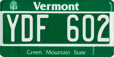 VT license plate YDF602