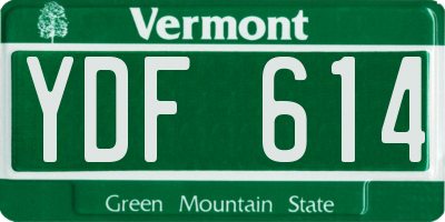 VT license plate YDF614