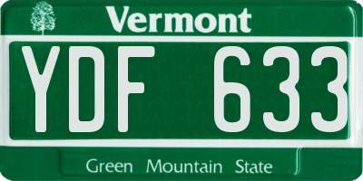 VT license plate YDF633