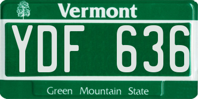 VT license plate YDF636