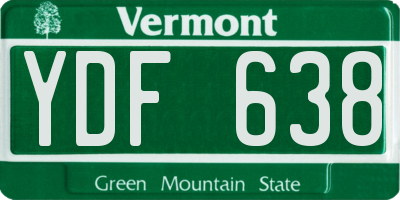 VT license plate YDF638