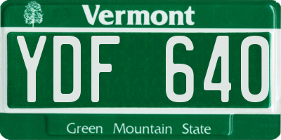 VT license plate YDF640