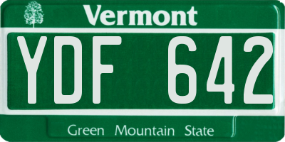 VT license plate YDF642