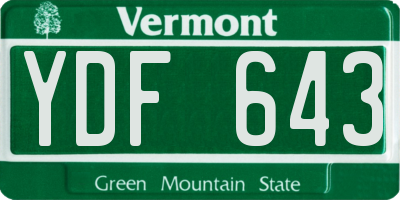 VT license plate YDF643
