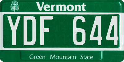 VT license plate YDF644