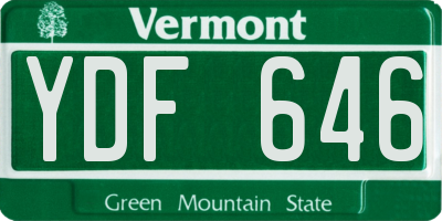 VT license plate YDF646