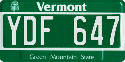 VT license plate YDF647