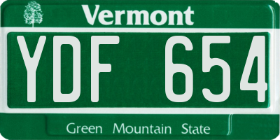 VT license plate YDF654