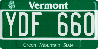 VT license plate YDF660