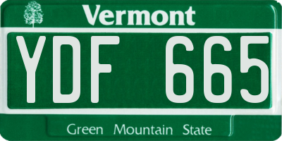 VT license plate YDF665
